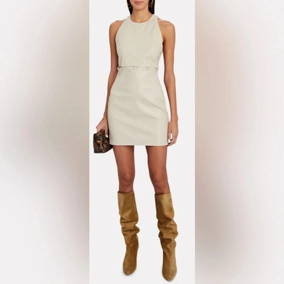 NWOT NANUSHKA Layan Vegan White Leather Mini Dress Women Ivory Button Waist XS - Picture 8 of 8